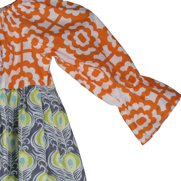 Baxter Beatrice Girls Dress Size 4T Fine Childrens Clothing Orange Gray Flower - Picture 7 of 13